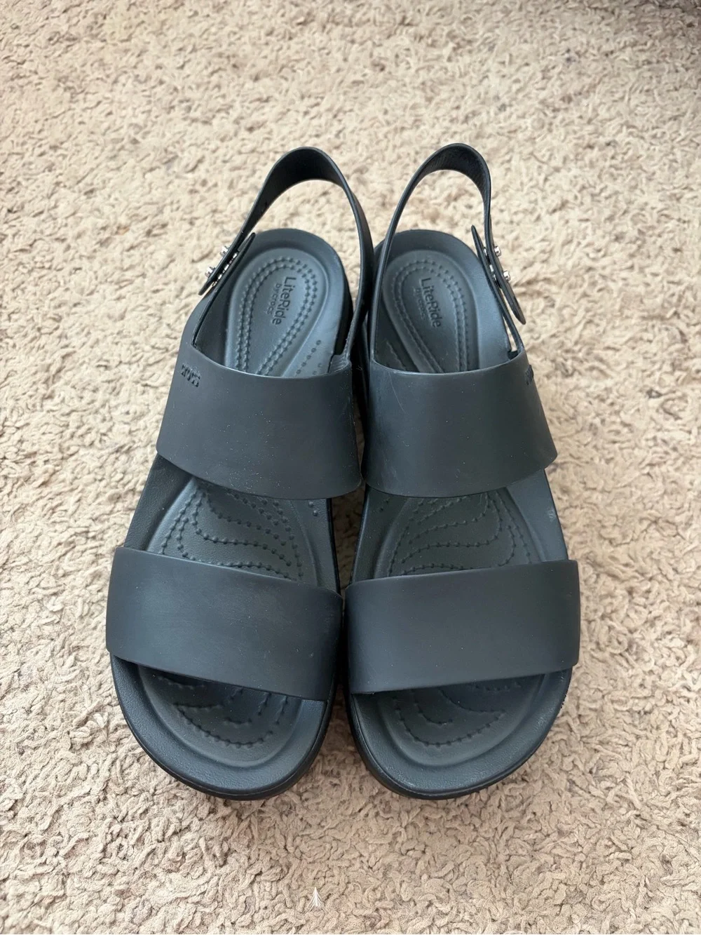 CROCS Black Platform Slingback Sandals
